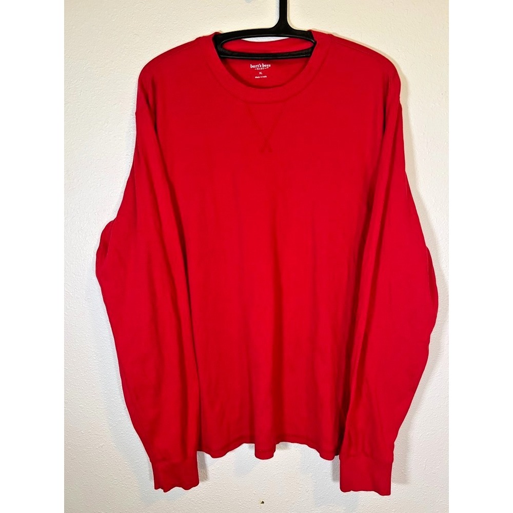 Burt's Bees Shirt Red XL Organic‎ Cotton Long Sleeve Crewneck Men Comfortable